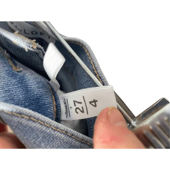 The Kick Crop Loft High Waisted SZ 4 Women's Medium Wash Straight Leg Jeans - Picture 4 of 6